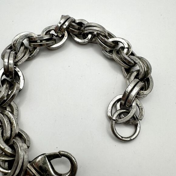 Chunky Heavy Unisex Bracelet Silver tone link  Boho Bohemian Festivalwear - Picture 4 of 10